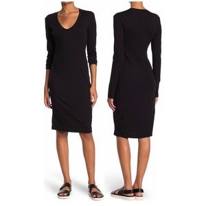 James Perse V-Neck Long Sleeve Dress